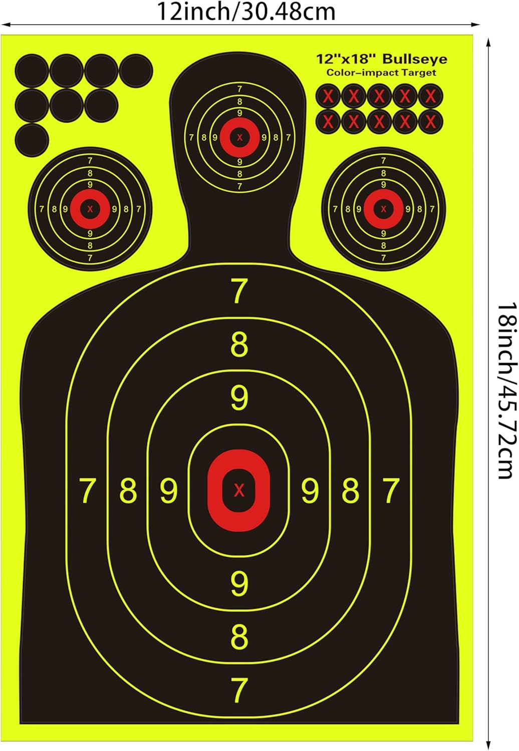 Skiennix Silhouette Splatter Targets - Bright Fluorescent Yellow for Easy Visibility | 12x18 Inch, Multiple Packs Available