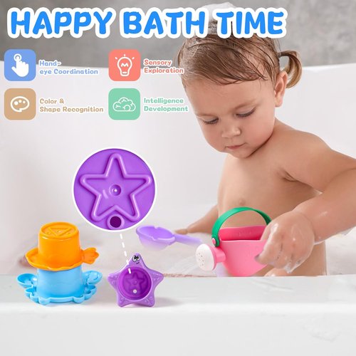 Fajiabao Baby Bath Toys - Mold-Free Fun for Kids Ages 1-3 | 5 PCS for Bathtub, Sand, Beach & Pool
