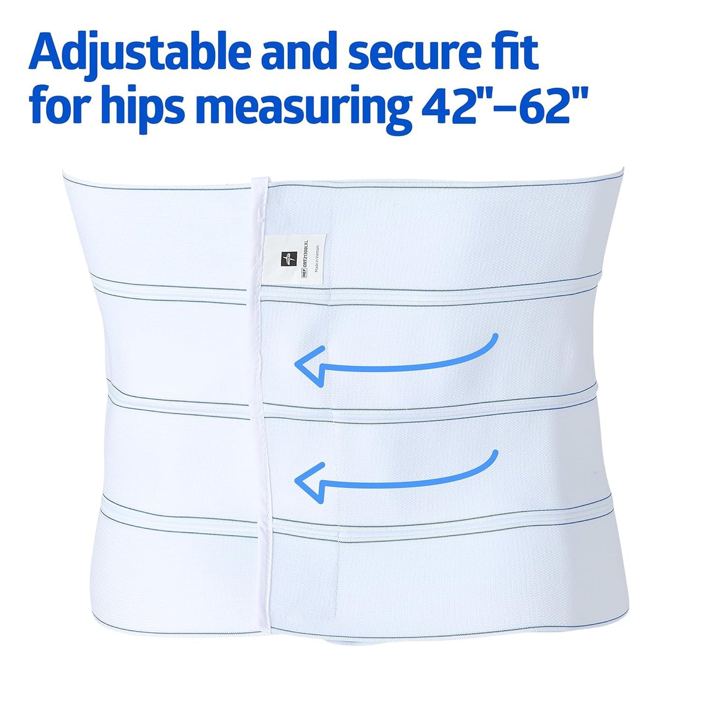 Medline Standard 4-Panel Abdominal Binder, 12 Inch High, Size L/XL (42-62 Inch), Soft Elastic Material, Hook-and-Loop Closure, Case of 1 Each