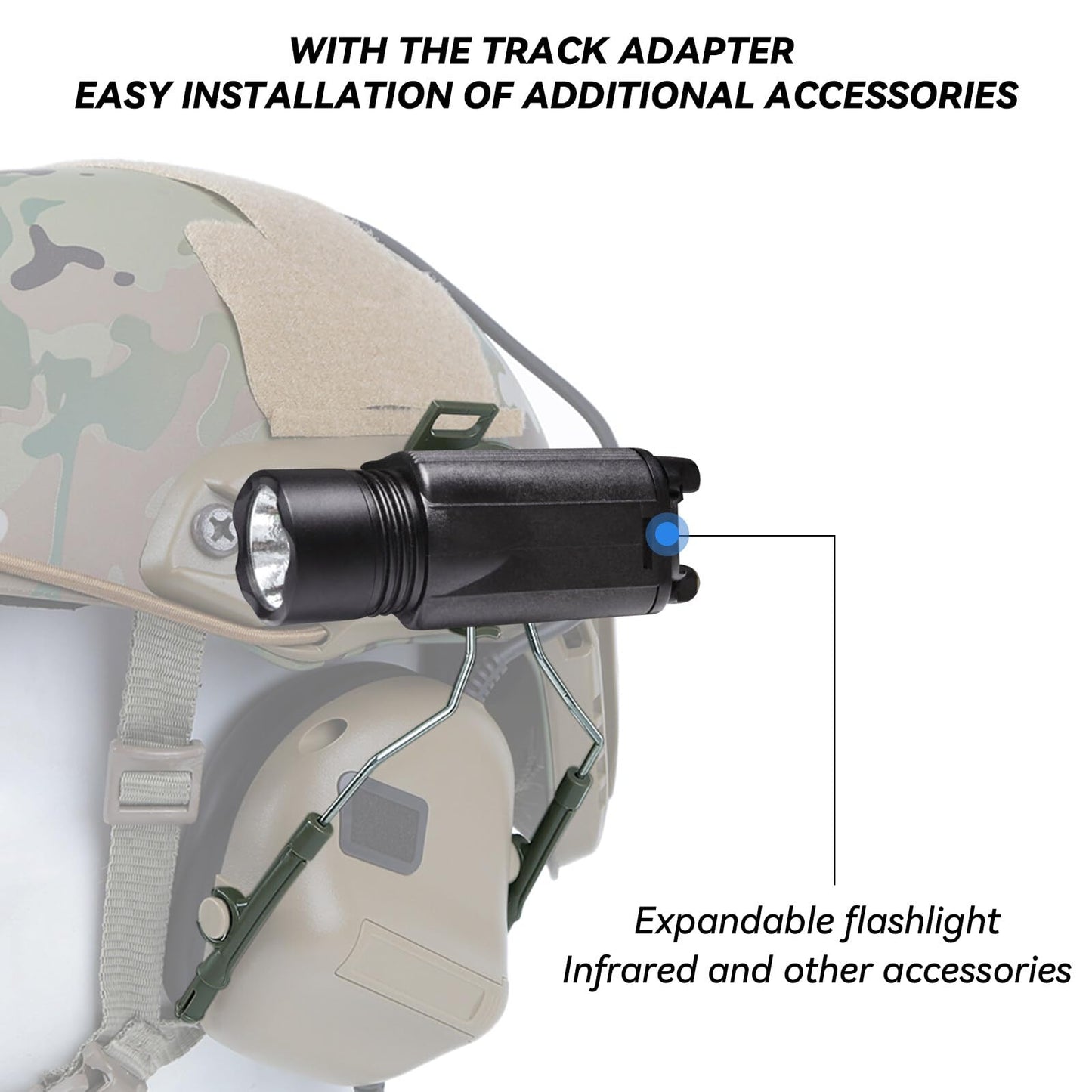 Qavctw 2 pcs Fast Tactical Helmet Accessories Rail Suspension Headphones Bracket for Fast AF Rail System for Airsoft Activities Ear Hearing Protection Plus Extended Mode Green