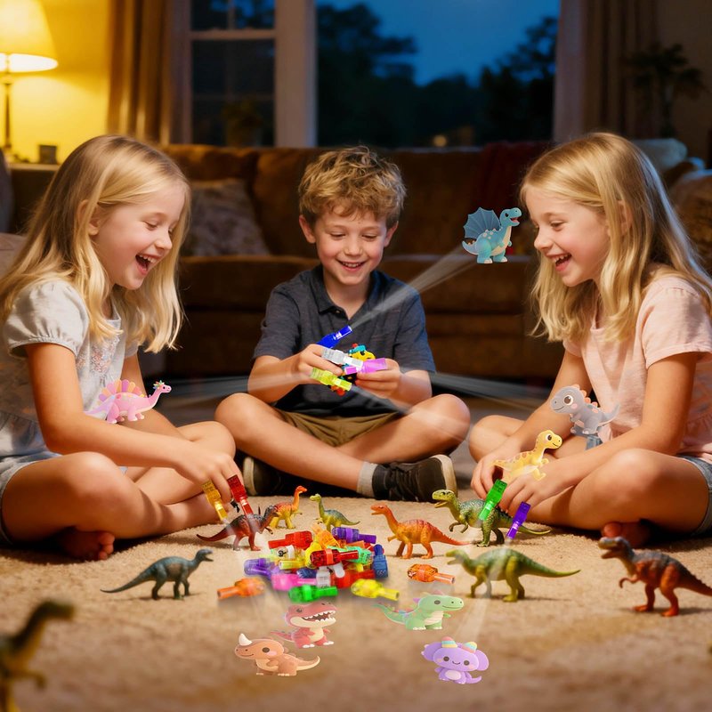 40PCS Dinosaur Party Favors for Kids, Dinosaur LED Light Up Finger Lights Glow in the Dark Toys Bulk for Classroom Prizes Gifts Dino Theme Birthday Party Supplies