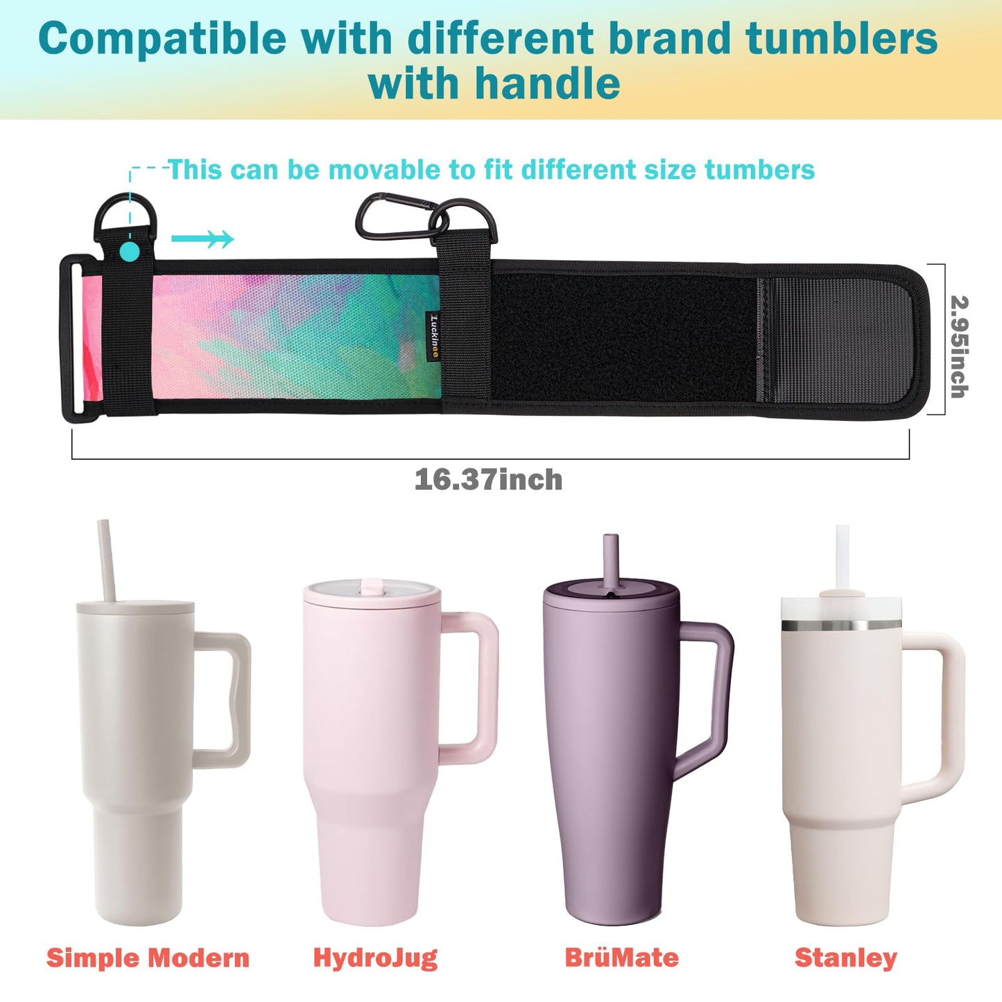 LUCKINEE Water Bottle Carrier Holder with Shoulder Strap Water Bottle Handle Strap Sling for Stanley 30&40oz Tumblers with 2pc Straw Covers Toppers for Stanley Cup Accessories (Colorful Print)