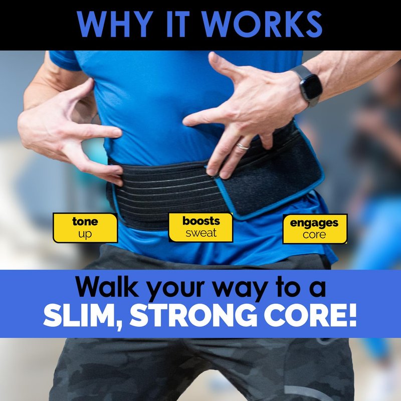 The Minimum Method Joey Thurman's Walk Belt, Waist Trimmer for Men and Women Weight Loss for Walking Black with 3 Mini Resistance Bands and 21-Day Walking Challenge Plan
