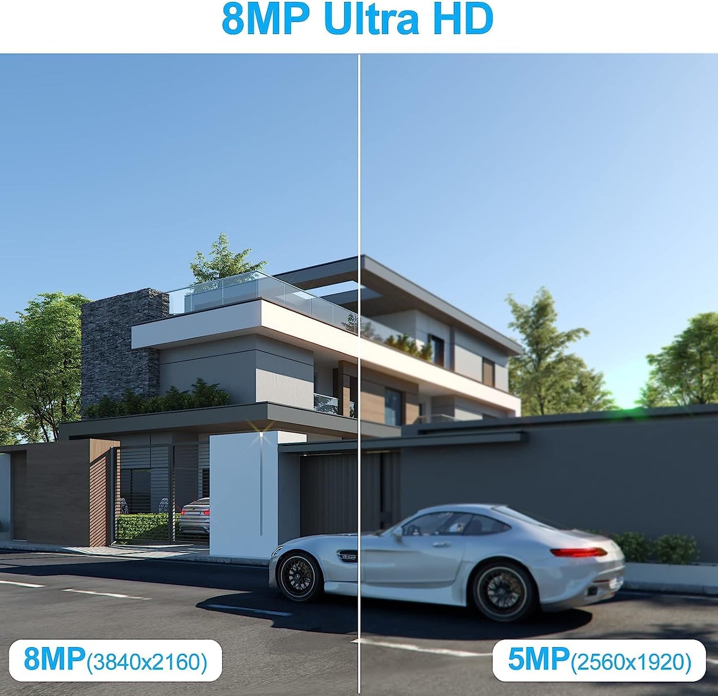 Anpviz 4K POE IP Camera, 8MP(3840x2160) POE Turret Surveillance Security Camera Outdoor with Human/Vehicle Detection, 100ft Smart Color Night Vision, Up to 256GB SD Card, Built in Mic (U Series)