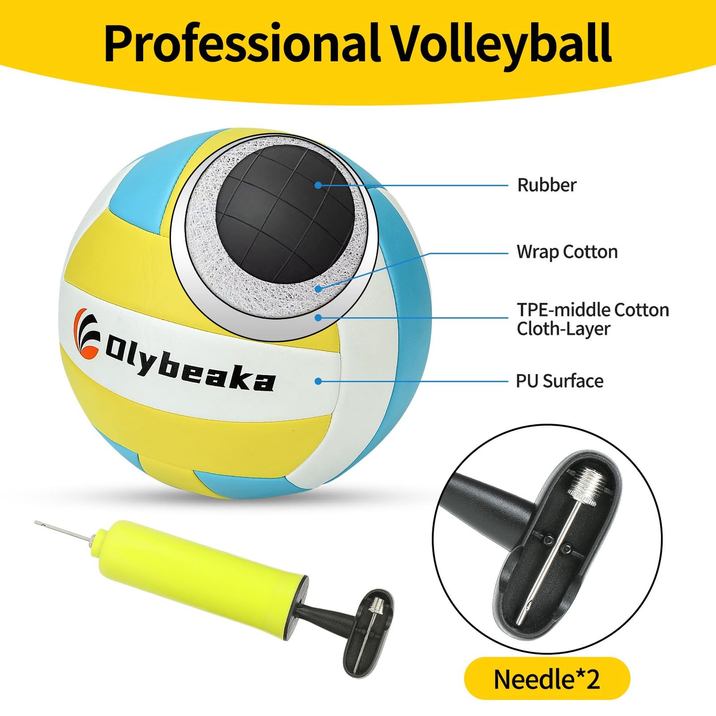 20FT Outdoor Volleyball Net Set System for Backyard Beach with Anti-Sagging Net, Iron Adjustable Height Poles, Soft PU Volleyball and Pump, Carry Bag - Instant Set Up & Durable (Black and Green)