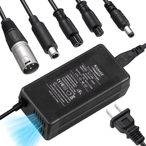 42V 2A Fast Battery Charger with Cooling System - 5 Plugs Universal Replacement Charger for 36V Lithium Battery, Compatible with Jetson, Gotrax, Razor, Ninebot, Segway, Swagtron, Hiboy