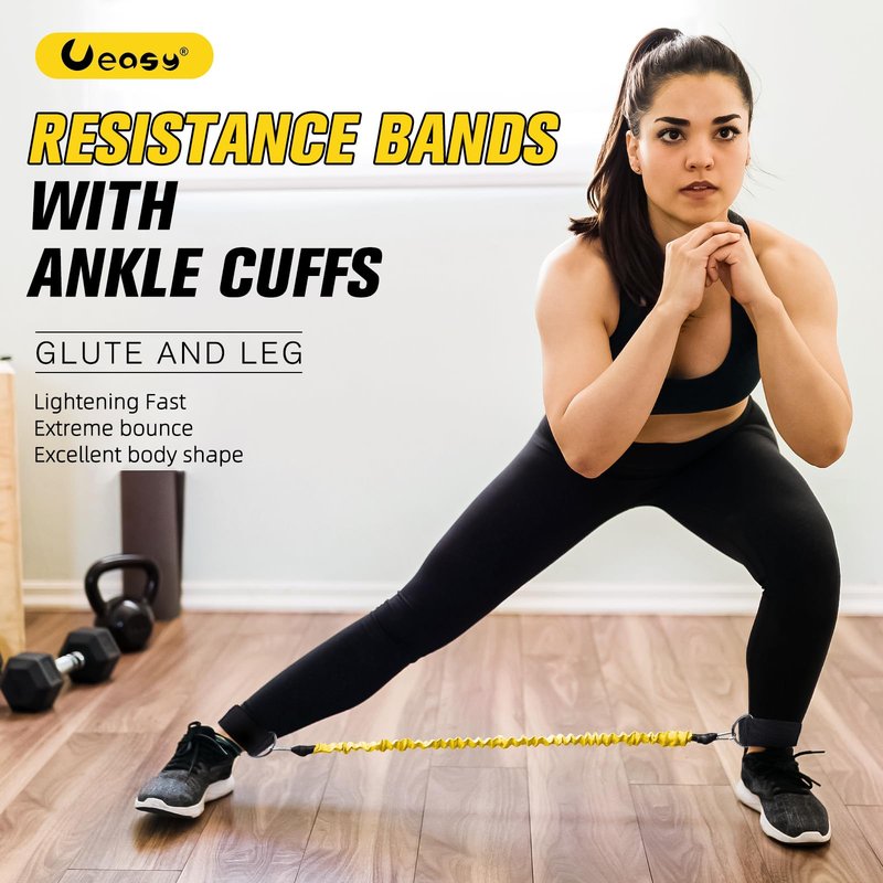 Ankle Resistance Bands with Cuffs Ankle Bands for Working Out Exercise Bands for Leg, Hip, Booty Training Ankle Straps with Exercise Bands for Butt Lift Women Men Great for Home Workouts and Fitness