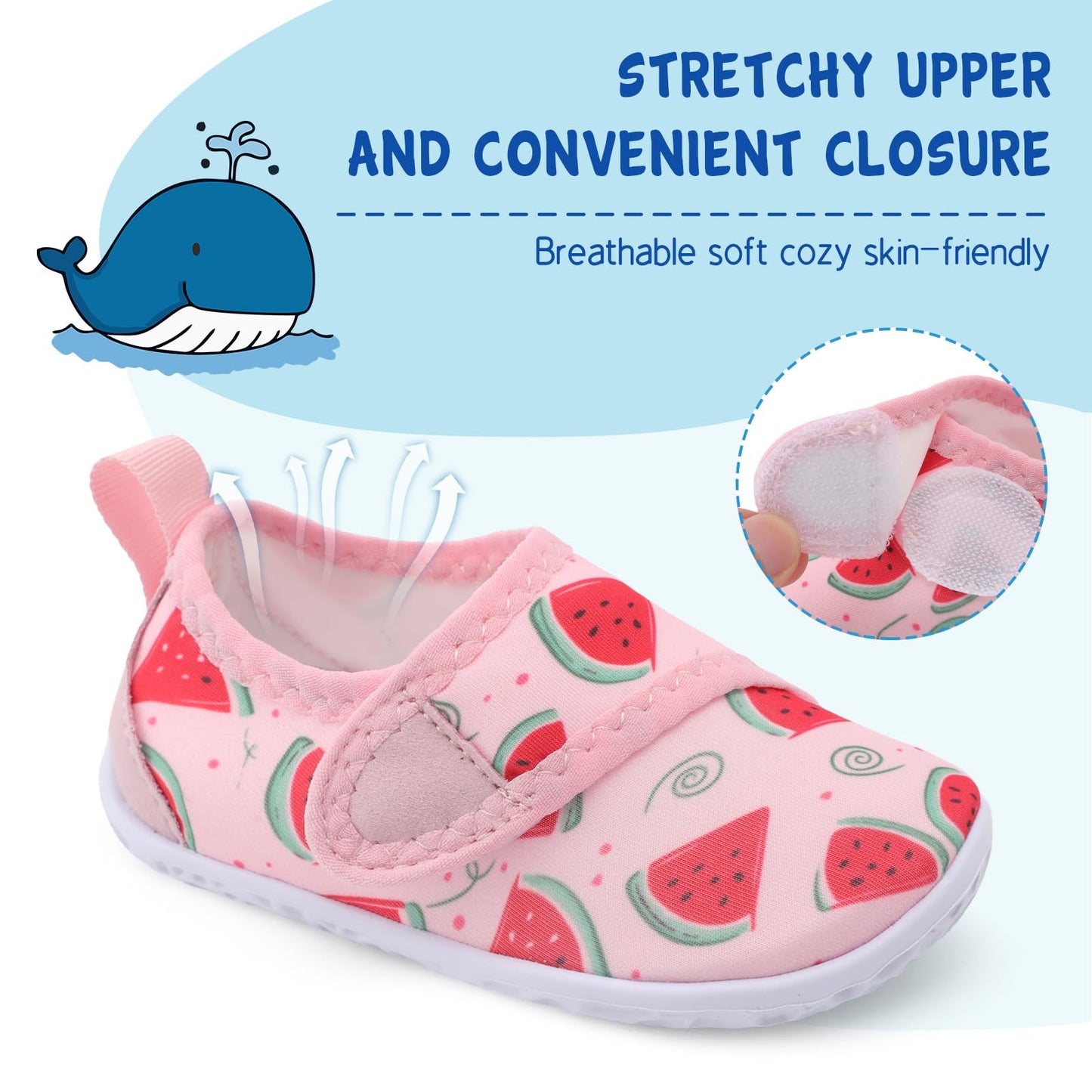 LeIsfIt Boys Girls Water Shoes Kids Aqua Socks Toddler Quick-Dry Swimming Shoes Non-Slip Summer Shoe for Beach Pool Surf, Watermelon, 11 Toddler