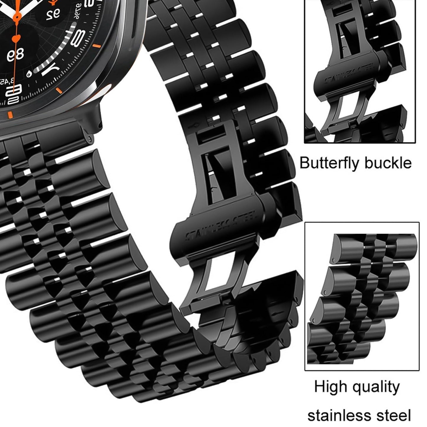 Compatible with Polar Vantage M3 bands, Lamshaw 22mm, 20mm Solid Stainless Steel Metal Band with Butterfly Folding Clasp Link Bracelet Compatible with Polar Unite, Ignite, Ignite 2, Ignite 3, Pacer, Vantage V3, Grit X, Grit X Pro, Grit X2 Pro, Vantage M,