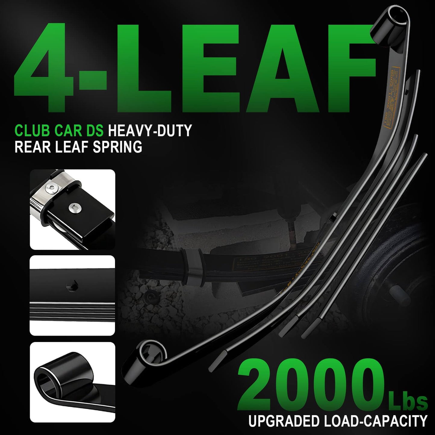 Cartalia Upgraded Heavy Duty Rear 4-Leaf Springs Kit for Club Car DS 1981-Up Gas & Electric Golf Cart Suspension with Bushings Sleeves U-Bolts Replace OEM 102006501 1014675 Fixes Sagging Load Capacity
