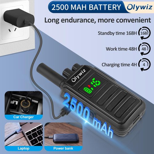 HTD 825 Long Range Two Way Radio - Waterproof Rechargeable Walkie Talkies- Premium Communication Devices with VOX Function 3 Pack for Outdoor Adventures Camping Cruises for Adults