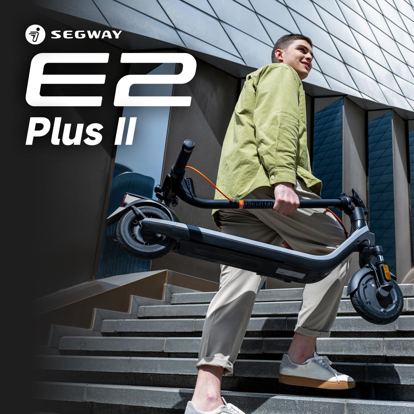 Segway Ninebot E2 Plus Electric Scooter - 15.5–20 MPH, Long Range, Foldable Design, UL Certified