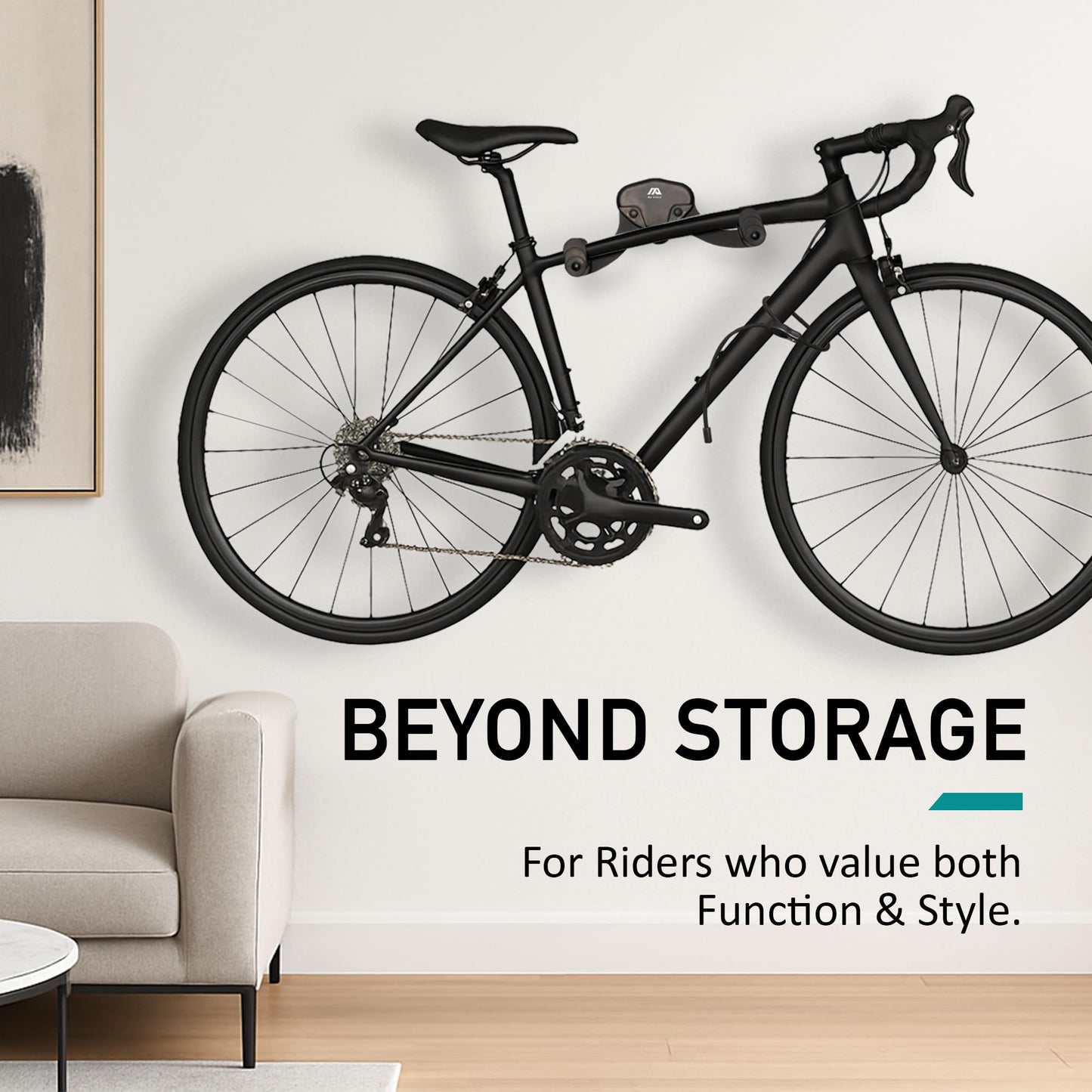 MU CYCLE Buffalo Bike Wall Mount Rack – Adjustable Heavy-Duty Horizontal Indoor Hanger for Road, Mountain & Hybrid Bikes up to 48.5 lbs / 22 kg, Space-Saving Garage & Apartment Storage