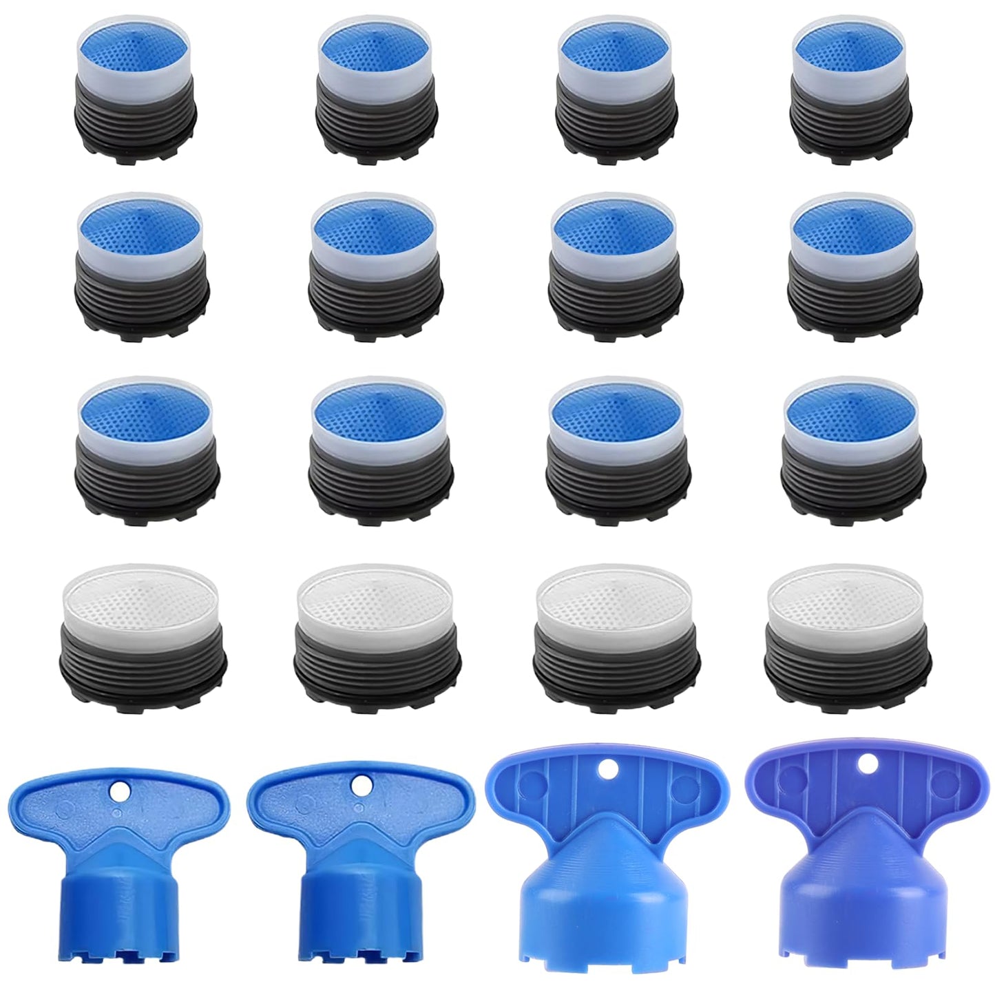 TNJPSEK Faucet Air Aerator Replacement Removal Tools for Moen, Water Cache Saving Flow Restrictor Compatibility System, Universal Aerator Set for Kitchen & Bathroom Sinks (16.5/18.5/21.5/24mm)