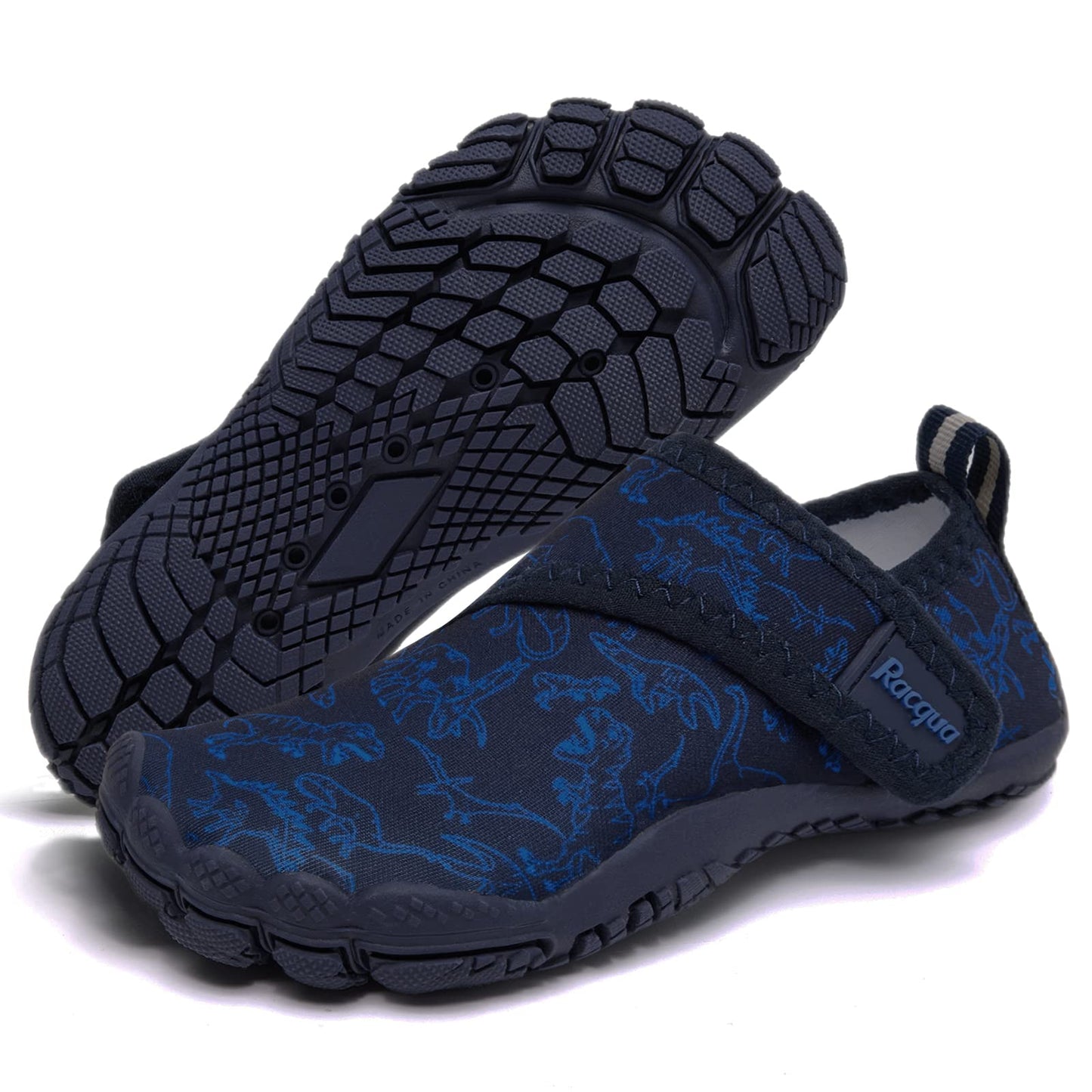 Racqua Toddler Boys Slip-On Quick Dry Kids Water Shoes Non-Slip Swim Beach Sport Shoes Outdoor Water Park Aqua Shoes Cute Toddler Blue Dinosaur 8
