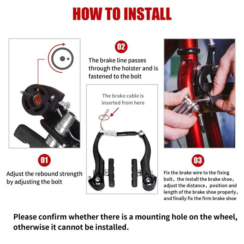 Gashwer Complete Bike Brakes Set, Universal Bike Front and Rear MTB Brake, Inner and Outer Callipers Cables Lever Kit with Multi-Tool Wrenches Black