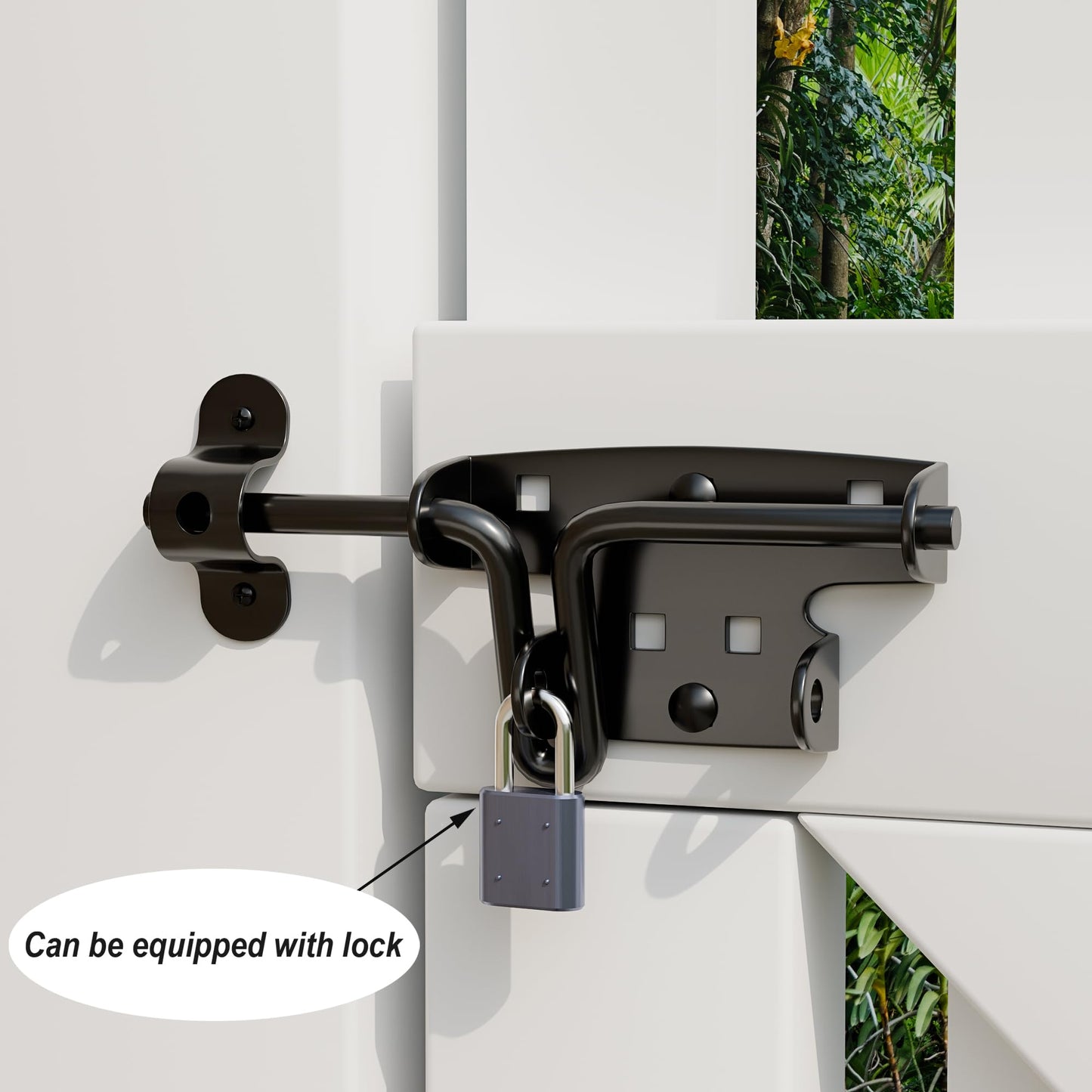 KABMOZ Slide Bolt Gate Latch,Wooden Fence Door Lock with Padlock Hole,Heavy Duty Hardware for Wooden Fence,shed Door,Yard Door,Barn Door,Outdoor Latch,Black (1, Black)