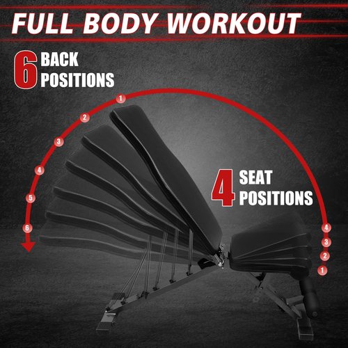 LSKSSNG Adjustable & Foldable Weight Bench Press, Decline Bench for Dumbbell Exercise, 600LBS Strength Training Benches for Full Body Workout, Multi-Purpose Incline Decline Workout Bench for Home Gym