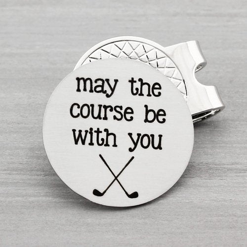 Engraved Golf Ball Marker with Hat Clip Accessories for Men May The Course Be With You Golfer Gift