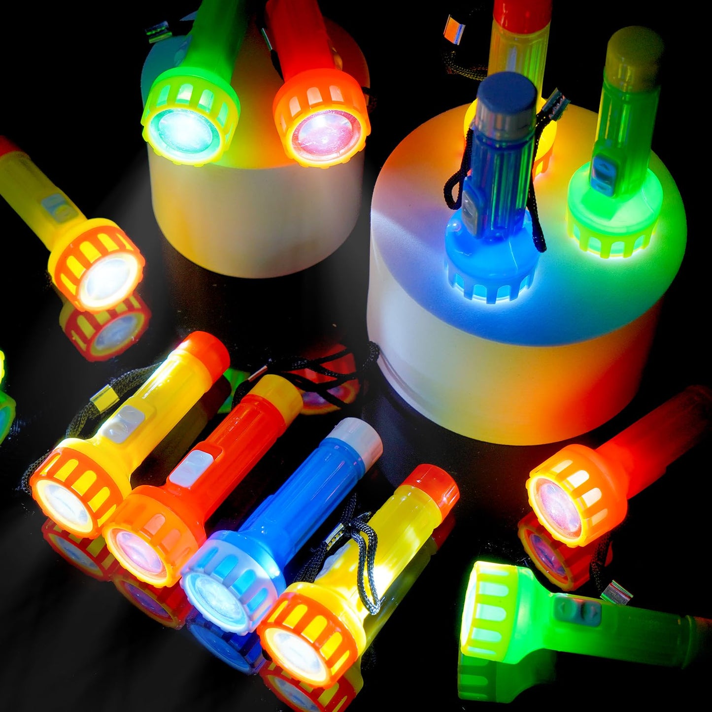 PROLOSO 30 Pcs Mini Flashlights with Lanyard Batteries Included Handheld Flashlight Torch Set for Kids Camping Hiking Gift Party Favors