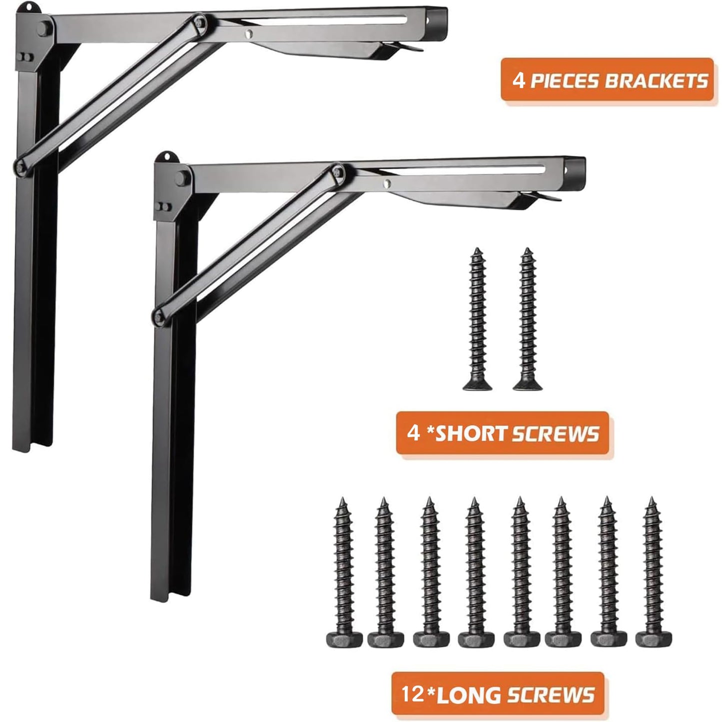Ultrawall Folding Shelf Brackets, Heavy Duty Collapsible Shelf Bracket, 18 Inch Sturdy Table Brackets, Max Load 550lb, 4Pcs