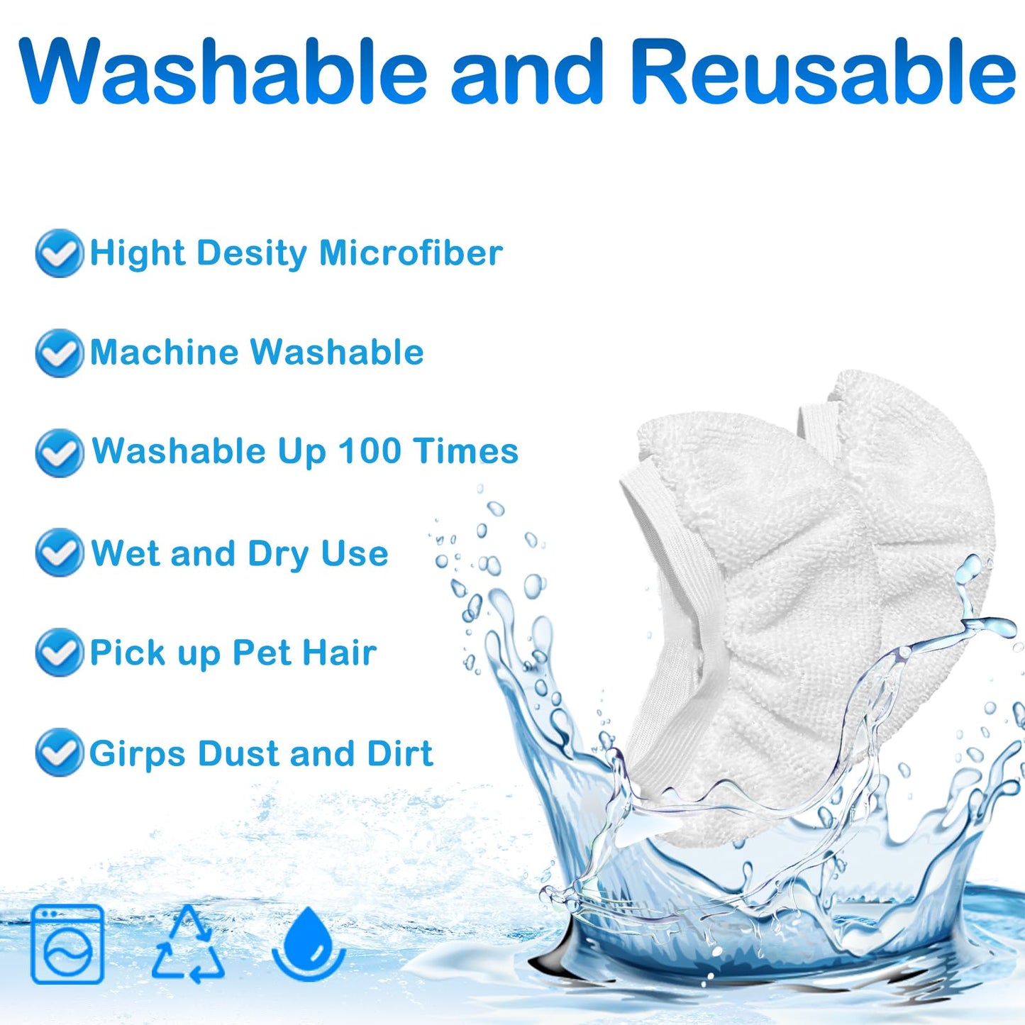 Yicotira 10 Pack Steam Cleaner Accessories for Most Handheld Steam Cleaner - Microfiber Cloths Cover Compatible with Bissell Steam Shot, Dupray, PurSteam, Comforday Steam Cleaner