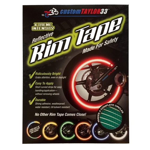 customTAYLOR33 Green High Intensity Grade Reflective Copyrighted Safety Rim Tapes - (Must Select Your Rim Size) (14" (TIRE Size, for Small Bicycles/eBikes))