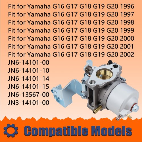 JN6-14101-14 Carburetor Compatible with Yamaha G16 G17 G18 G19 G20 G21 Golf Cart Gas Club Car 4 CYCLE 1996 1997 1998 1999 2000 2001 2002 With Spark Plug and Fuel Pump