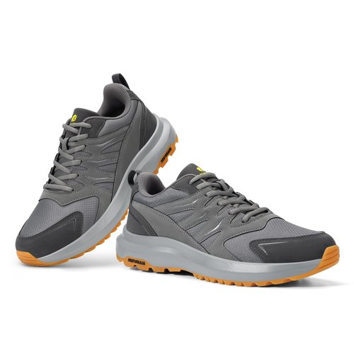 FitVille Men's Outdoor Hiking Shoes with High Traction Outsole, Water-Resistant & High Rebound Cushioning, Low-Top Trailing Shoes for Walking Trekking Camping Slate Gray