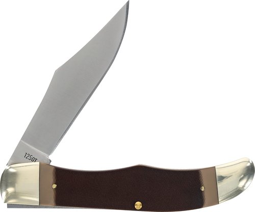 Old Timer 125OT Mustang 9.3in Traditional Folding Pocket Knife with 1 High Carbon Stainless Steel Blade, Ergonomic Sawcut Handle, and Leather Sheath for EDC, Hunting, Camping, Whittling, and Outdoors