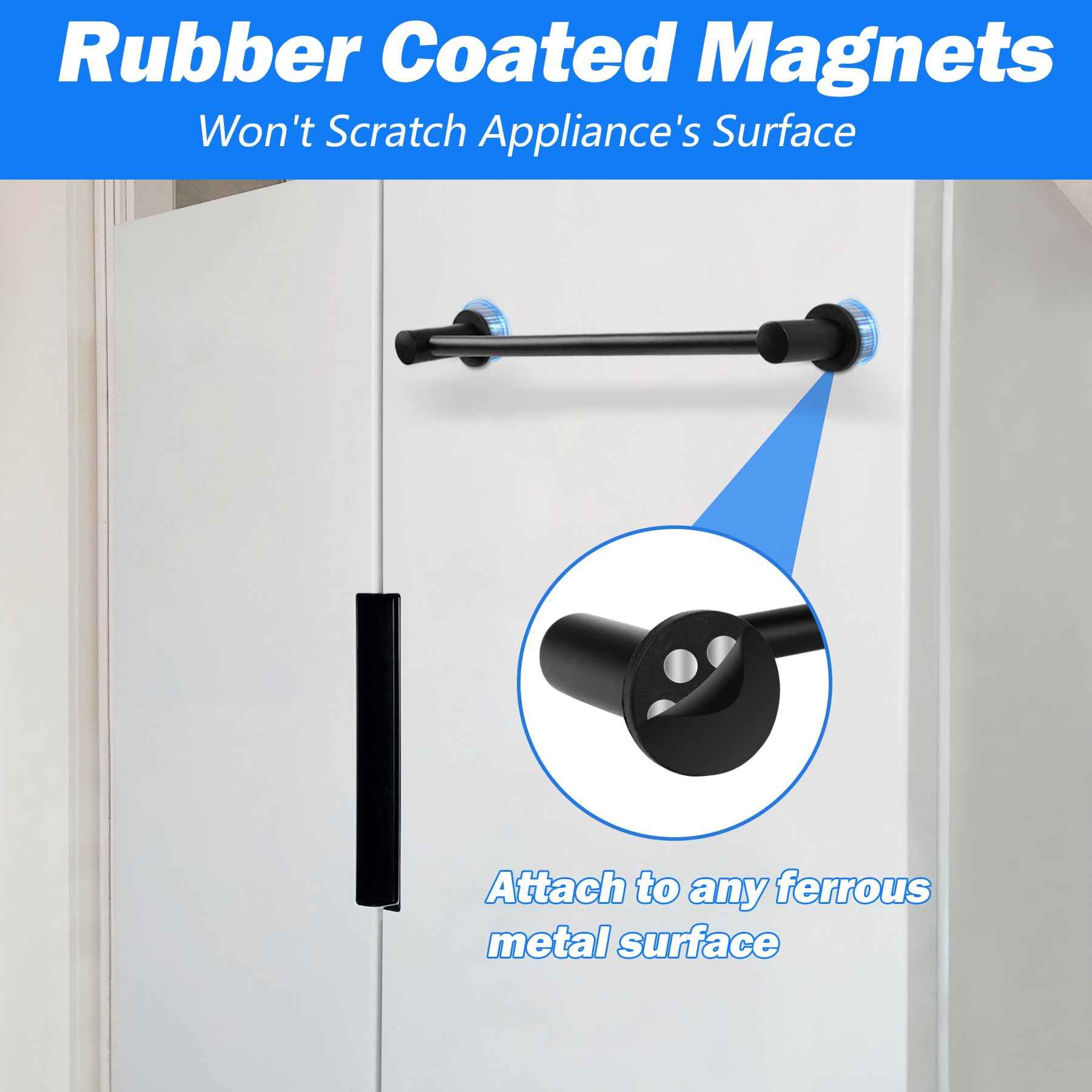 2 Packs Magnetic Towel Bar for Refrigerator, 14-25"" Adjustable Stainless Steel Magnetic Rod, Multi-Functional Magnetic Rack Holder for Kitchen Towel, Class Room Flip Calendar, Anchor Chart Paper