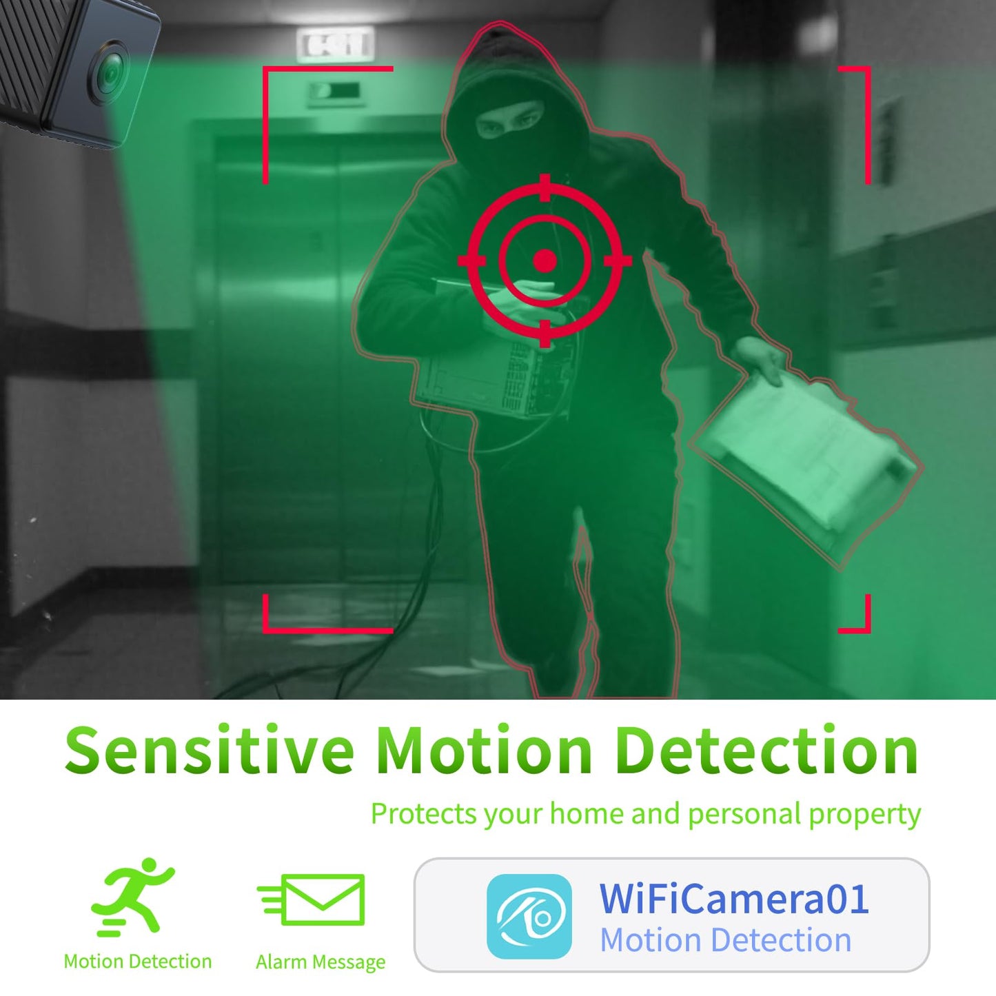 Mini Wireless Camera Home Security cámaras Indoor/Outdoor Cam 1080P HD Small Smart WiFi House Cameras Micro House Nanny Cams Battery-Powered with Clear Night Vision and Motion Detection Baby Monitor