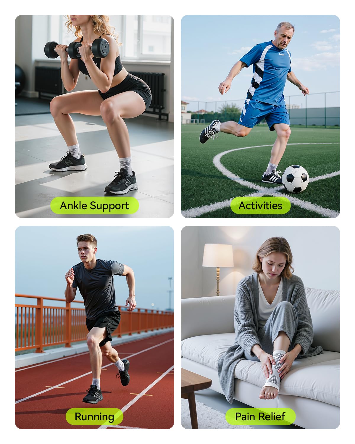 3 Pairs Neuropathy Socks for Women & Men, [Ultra Breathable] Plantar Fasciitis Socks for Achilles Tendonitis Relief, [20-30 mmHg Compression] Ankle Socks for Arch Support (Grey+Blue+Purple, Large)