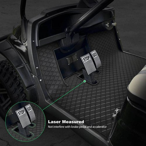 LEAPGOMAX Golf Cart Floor Mat for ICON i20 i40 Full Coverage Floor Liner Mat Replacement Compatible with iCON Golf Carts (i20, i40) and Advanced EV (Gen1) Rubber Non-Slip Easy to Clean-Black Trim