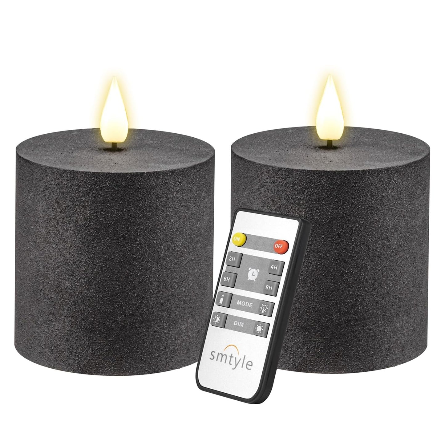 smtyle Halloween Black Flickering Flameless Candles Home Decor Battery Operated with None-Moving Wick LED Pillar Candle 3 x 3 inch Gothic Home Decorations