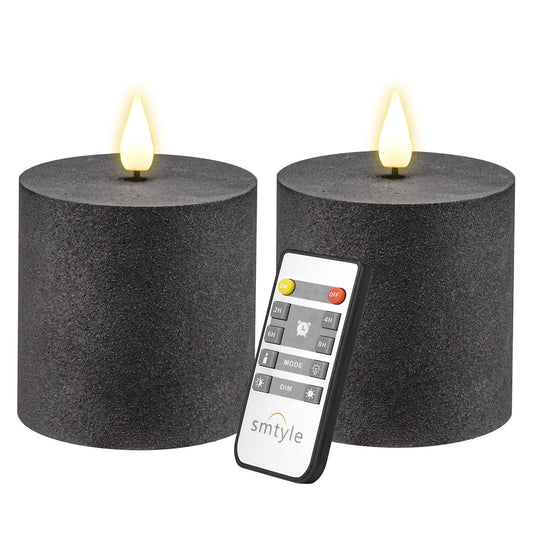 smtyle Halloween Black Flickering Flameless Candles Home Decor Battery Operated with None-Moving Wick LED Pillar Candle 3 x 3 inch Gothic Home Decorations