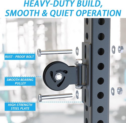 J Bryant Pulley System for Power Rack - Heavy-Duty Cable Pulley Attachment for 5/8" Holes | Fits 2x2, 2x3, 3x3 Racks