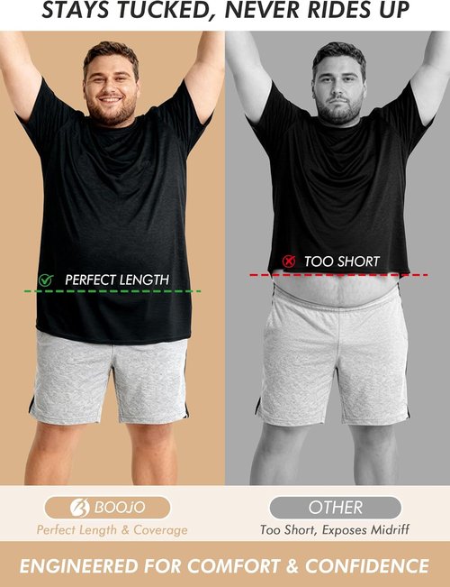 BOOJO Men's Big and Tall Shirts - Moisture-Wicking Short Sleeve Workout T-Shirts (3XL-5XL)