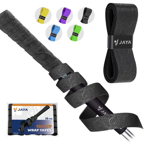 JAYA Golf Grip Wrapping Tapes – Black Regripping Solution for Clubs, Tacky PU Overgrips in 15-Pack for a Fresh New Grip Experience