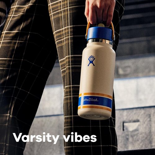 Hydro Flask Water Bottle - Insulated Stainless Steel with Wide Mouth Flex Straw Lid - 32 Oz Campus Ivory