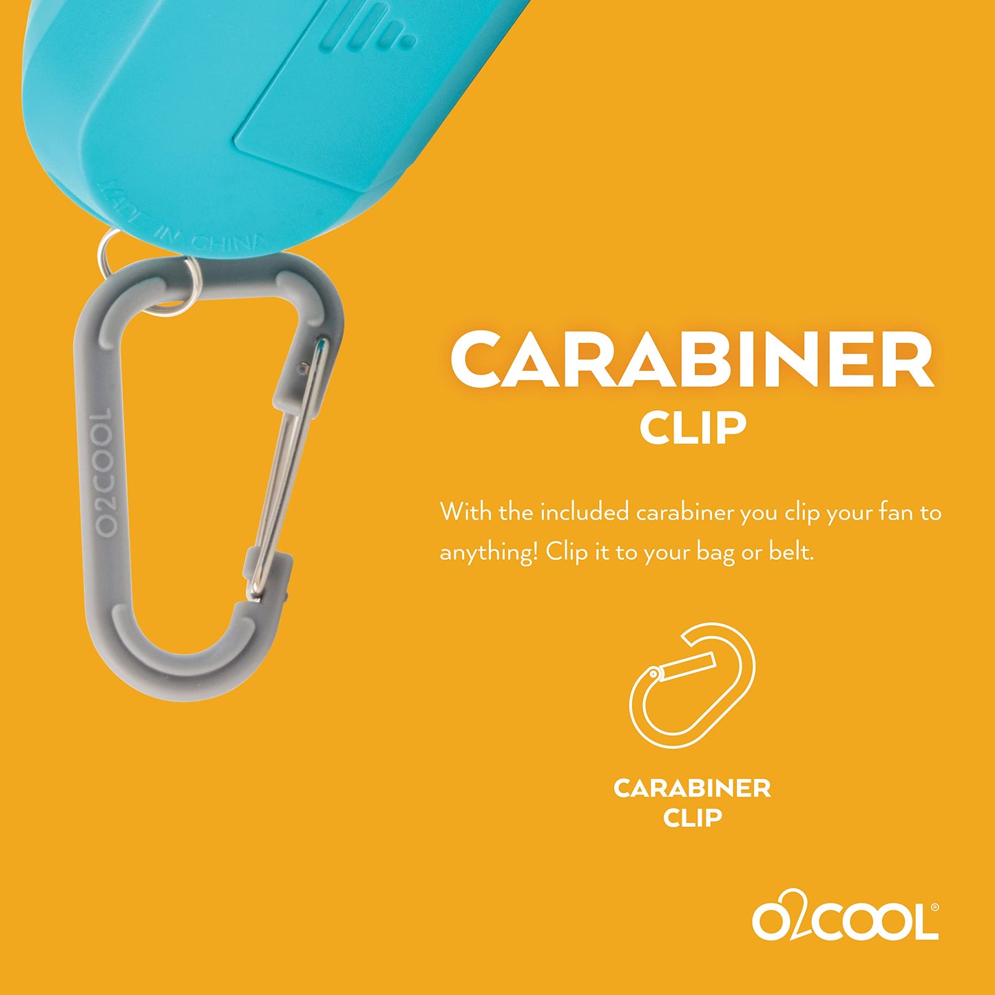 O2COOL Carabiner Sport Misting Fan - Pocket Sized, Portable On-The-Go Battery Powered Cooling