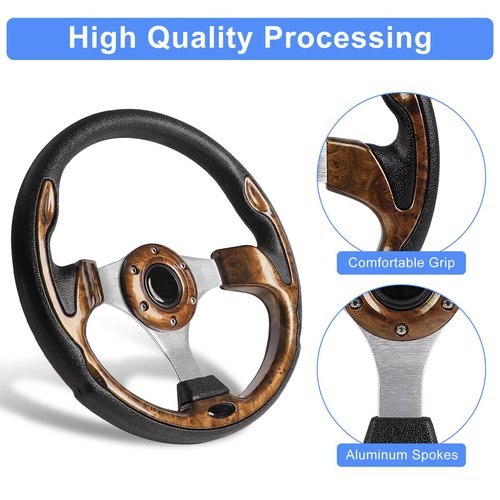 Golf Cart Steering Wheel Fit Club Car EZGO Yamaha Universal Steering Wheel for EZGO TXT RXV, Club Car DS Precedent Tempo, Yamaha G2-G29 Most Golf Cart