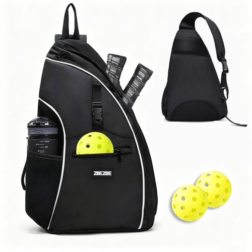 ZBEZBE Pickleball bag,pickleball backpack for man and women-Pickleball/Tennis/Badminton Rackets, Water Resistant with Adjustable Shoulder Bag and Fence Hook, Quick Release Clips