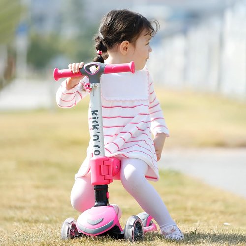 Kicknroll 3-Wheel Scooter for Kids 3-12 | Light-Up Wheels, Adjustable Height, Extra Wide Deck (110 lbs Max)