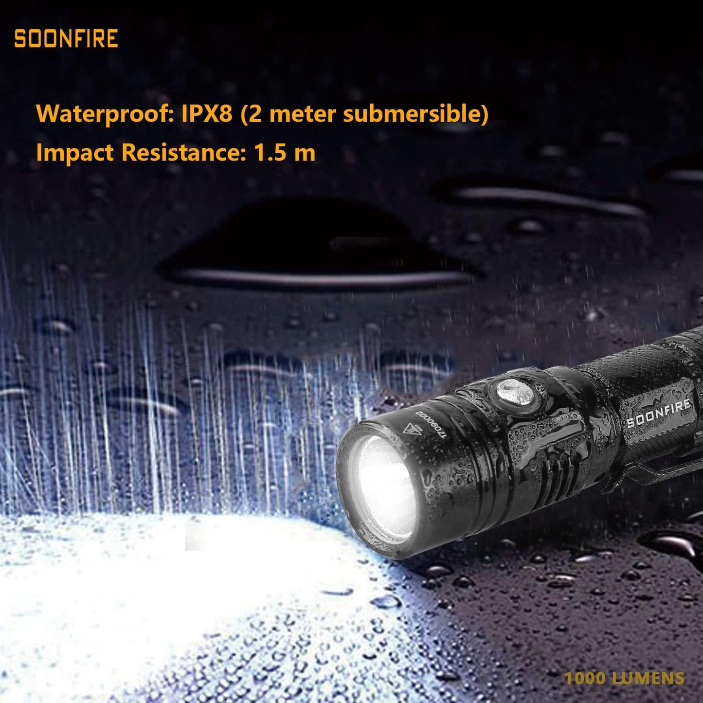 Skiennix 1000 Lumens LED Flashlight - Waterproof & Rechargeable EDC for Camping, Emergencies, Security