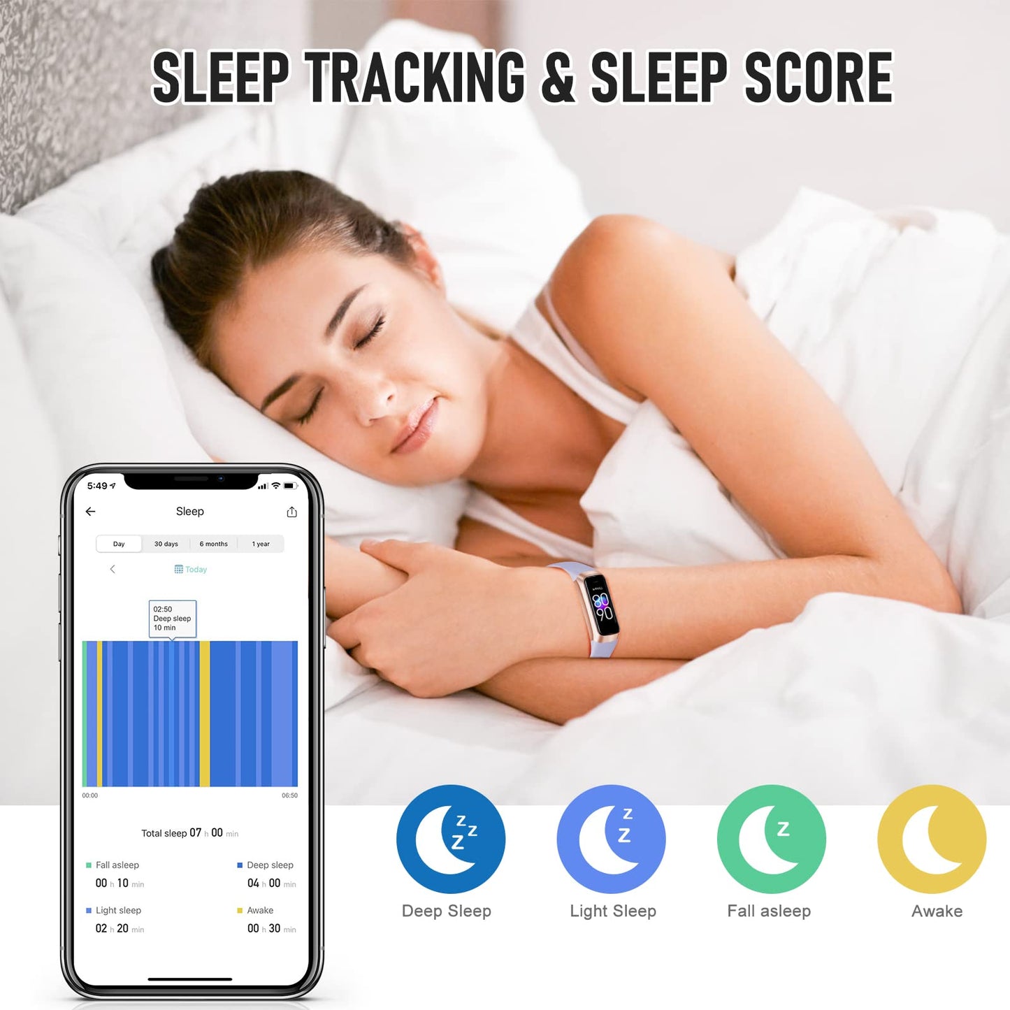 Bakoor Fitness Tracker with 24/7 Heart Rate Blood Oxygen Sleep Tracking, 1.10''AMOLED Touch Color Screen Fitness Watch Step Counter, Activity Pedometer for Women Men