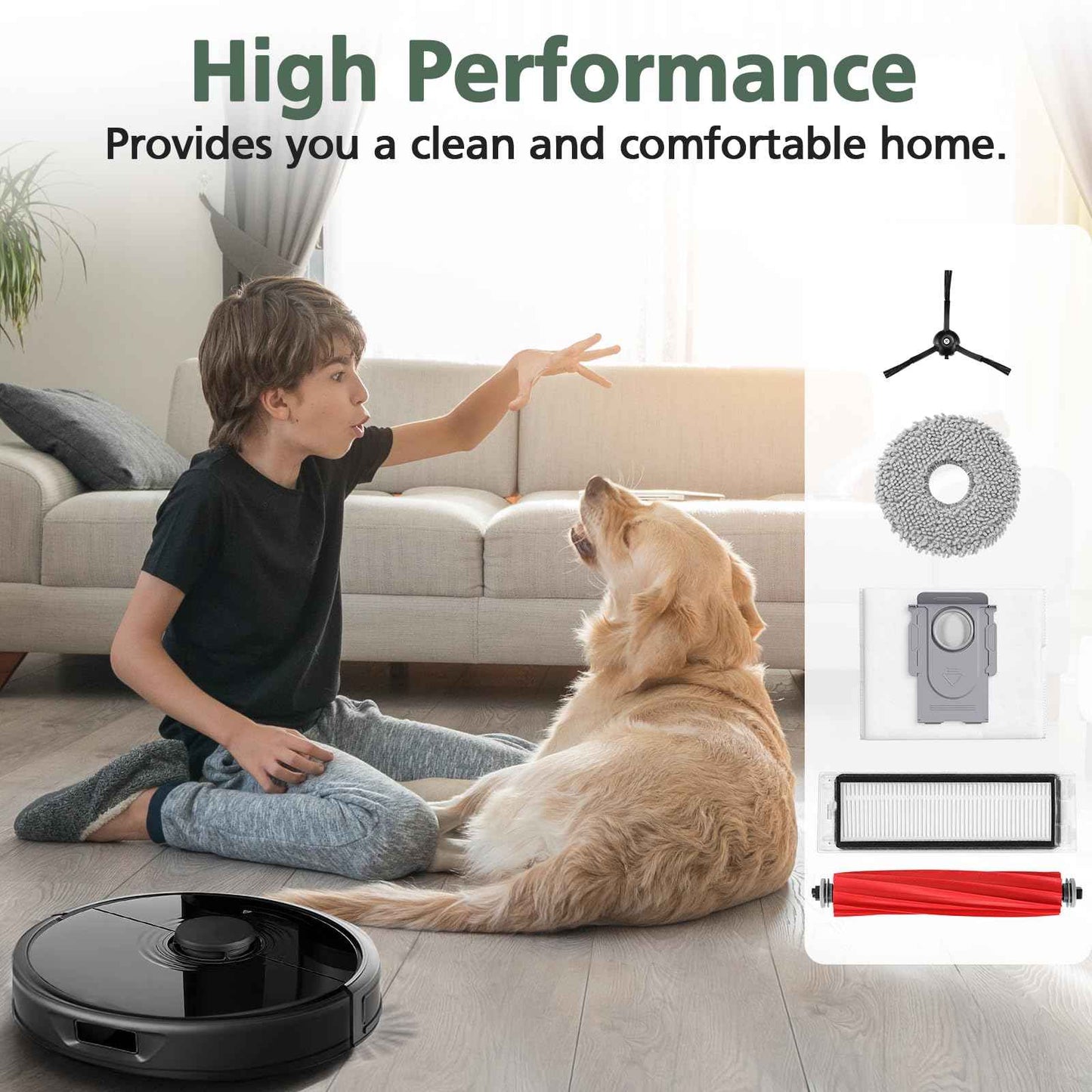 15 Pack Replacement Parts for Q Revo Robot Vacuum, Q Revo Accessory Replacement Kits (1 Rolling Brush + 2 HEPA Filters + 2 Dust Bags + 4 Mop Pads + 4 Side Brushes)