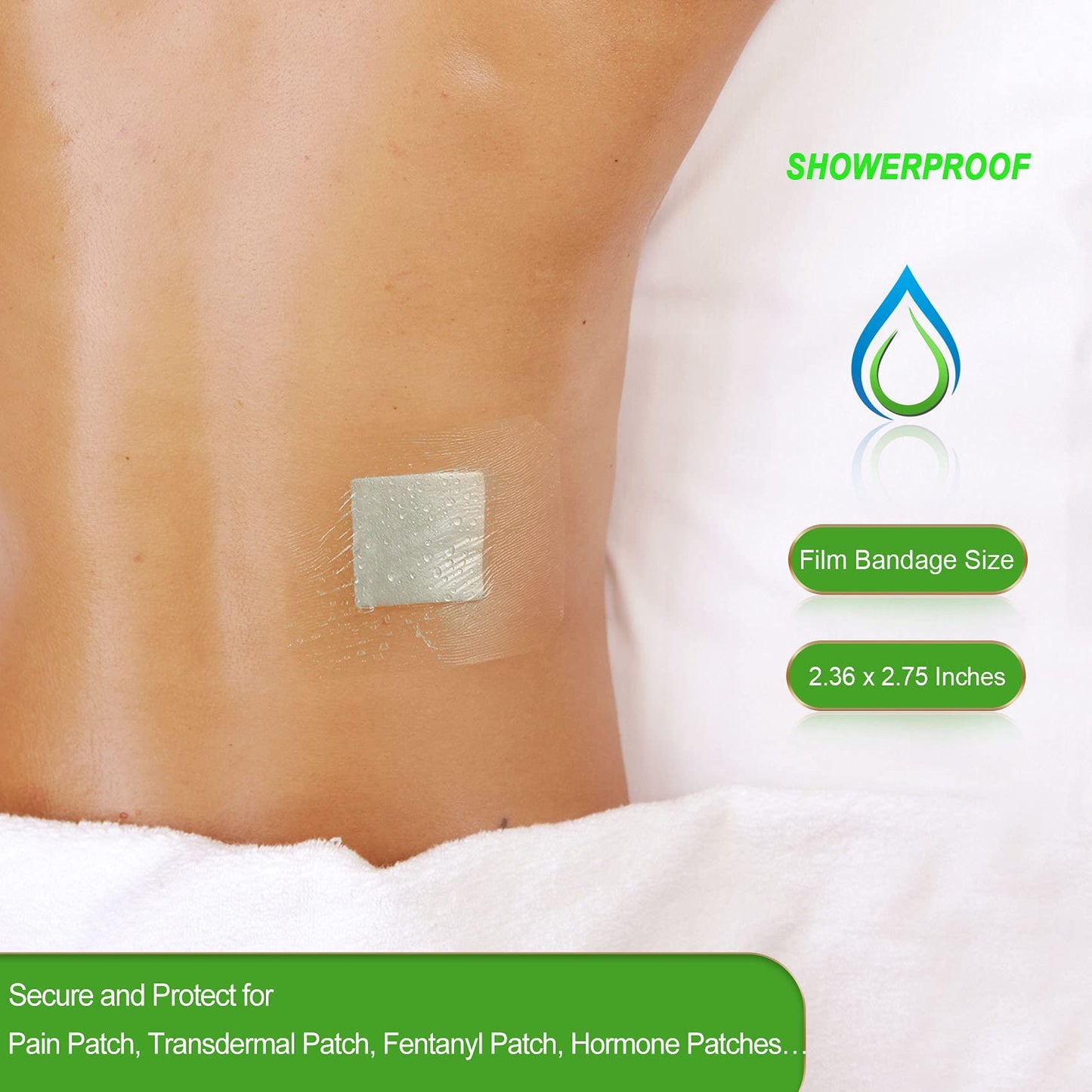 NeuHeils Transparent Film Dressing 2 3/8'' x 2 3/4'', 100 Pack, Waterproof Wound Cover Bandage, Clear IV Catheter Tape, Adhesive Patch, Shower Shield