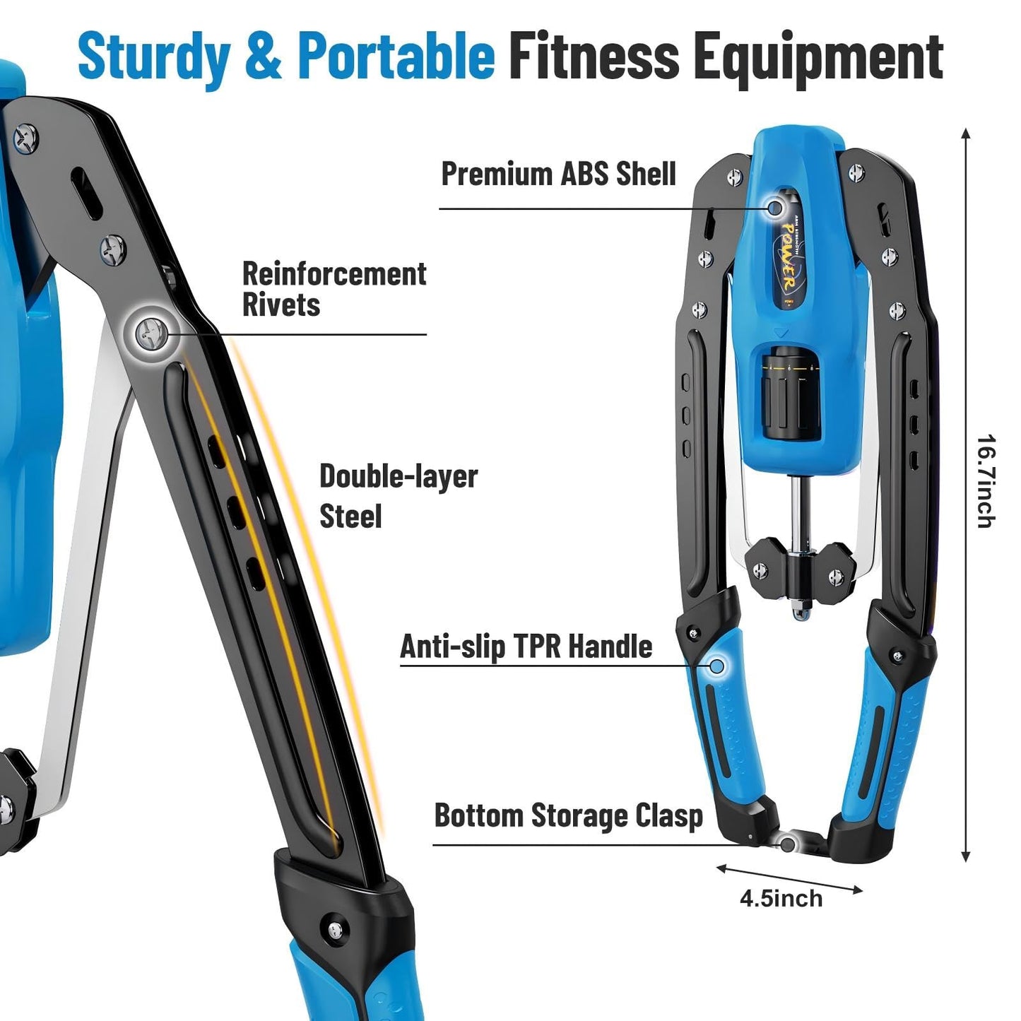 Tepemccu Twister Arm Exerciser - Adjustable 22-440lbs Hydraulic Power Twister, Home Chest Expander for Arm Exercise and Shoulder Muscle Training Fitness Equipment