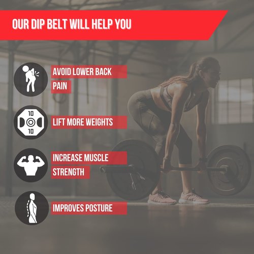 Lift Tech Fitness Dip Belt for Weight Lifting - Pull Up Weight Belt for Men and Women - Weight Belt with Chain for Powerlifting, Strength Training - Waist Belt for Weight Lifting - One Size